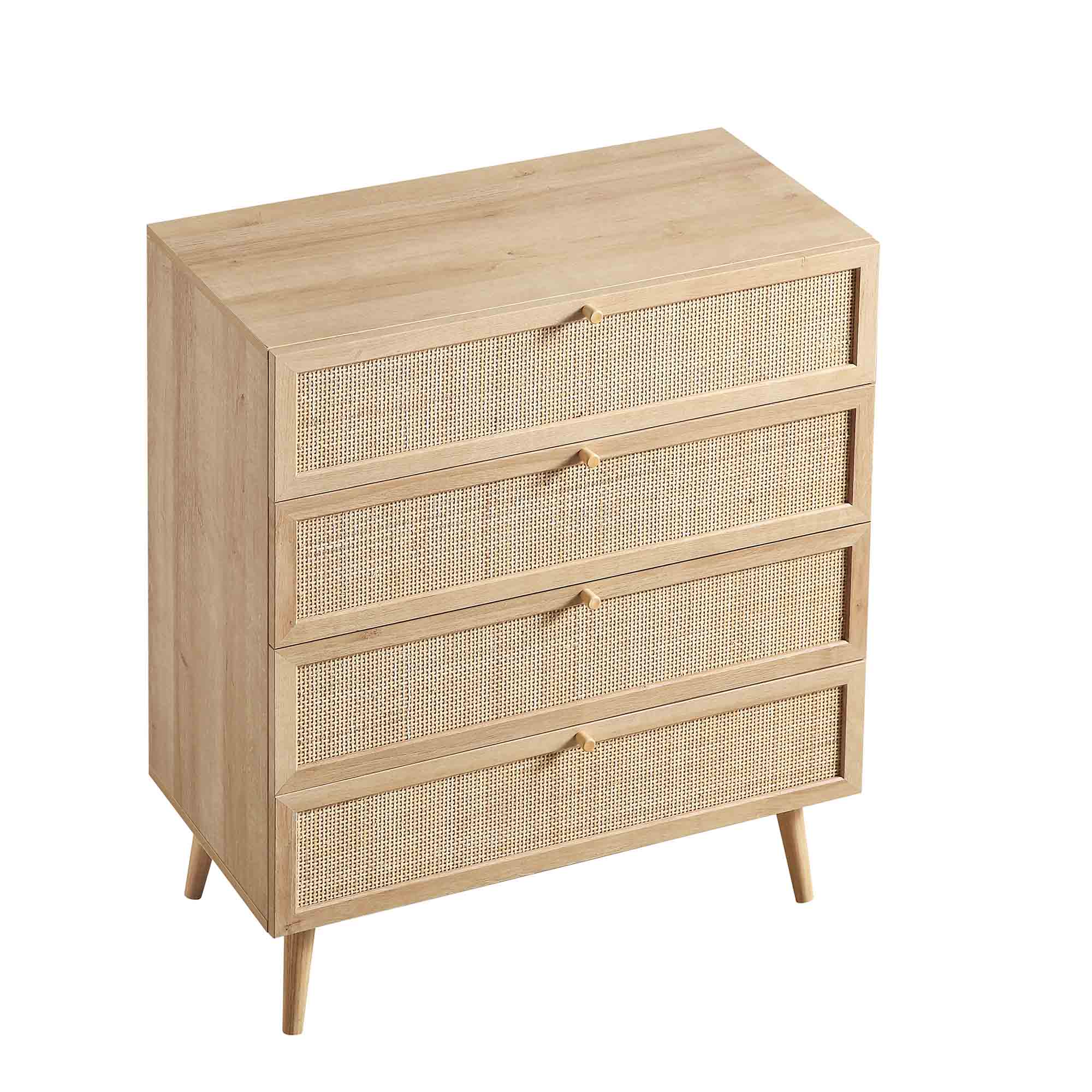 Frances Woven Rattan Tall Chest of 4 Drawers, Natural | daals