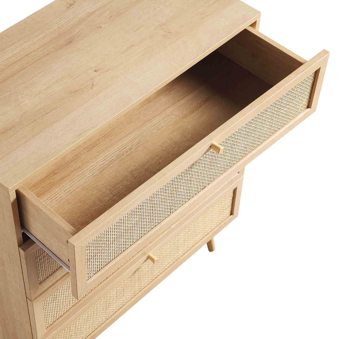 Frances Woven Rattan Tall Chest of 4 Drawers, Natural | daals