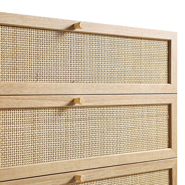 Frances Woven Rattan Tall Chest of 4 Drawers, Natural