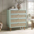 Frances Woven Rattan Tall Chest of 4 Drawers, Mint - daals