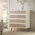 Frances Woven Rattan Tall Chest of 4 Drawers, White - daals