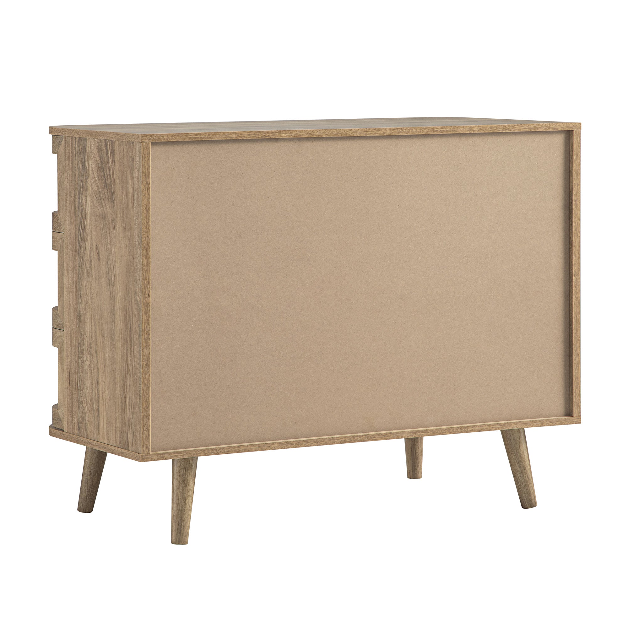 Izzy Curved Rattan Chest of 3 Drawers, Natural