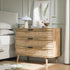 Izzy Curved Rattan Chest of 3 Drawers, Natural - daals