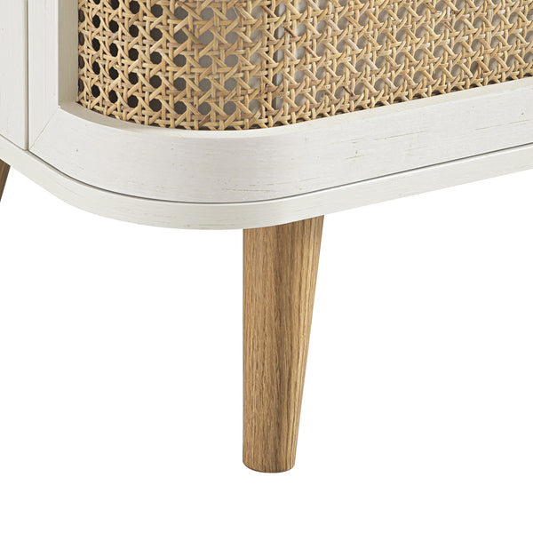 Izzy Curved Rattan Chest of 3 Drawers, White