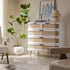 Izzy Curved Rattan Chest of 5 Drawers, White - daals