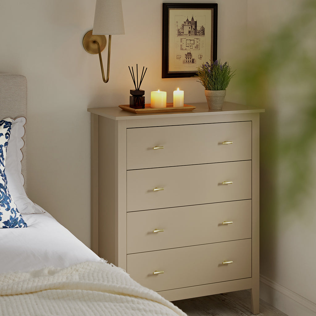 Oakham Chest of 4 Drawers, Deep Greige | daals
