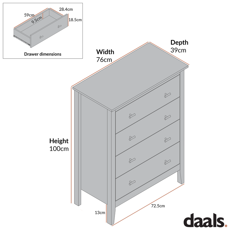 Oakham Chest of 4 Drawers, Wild Cherry