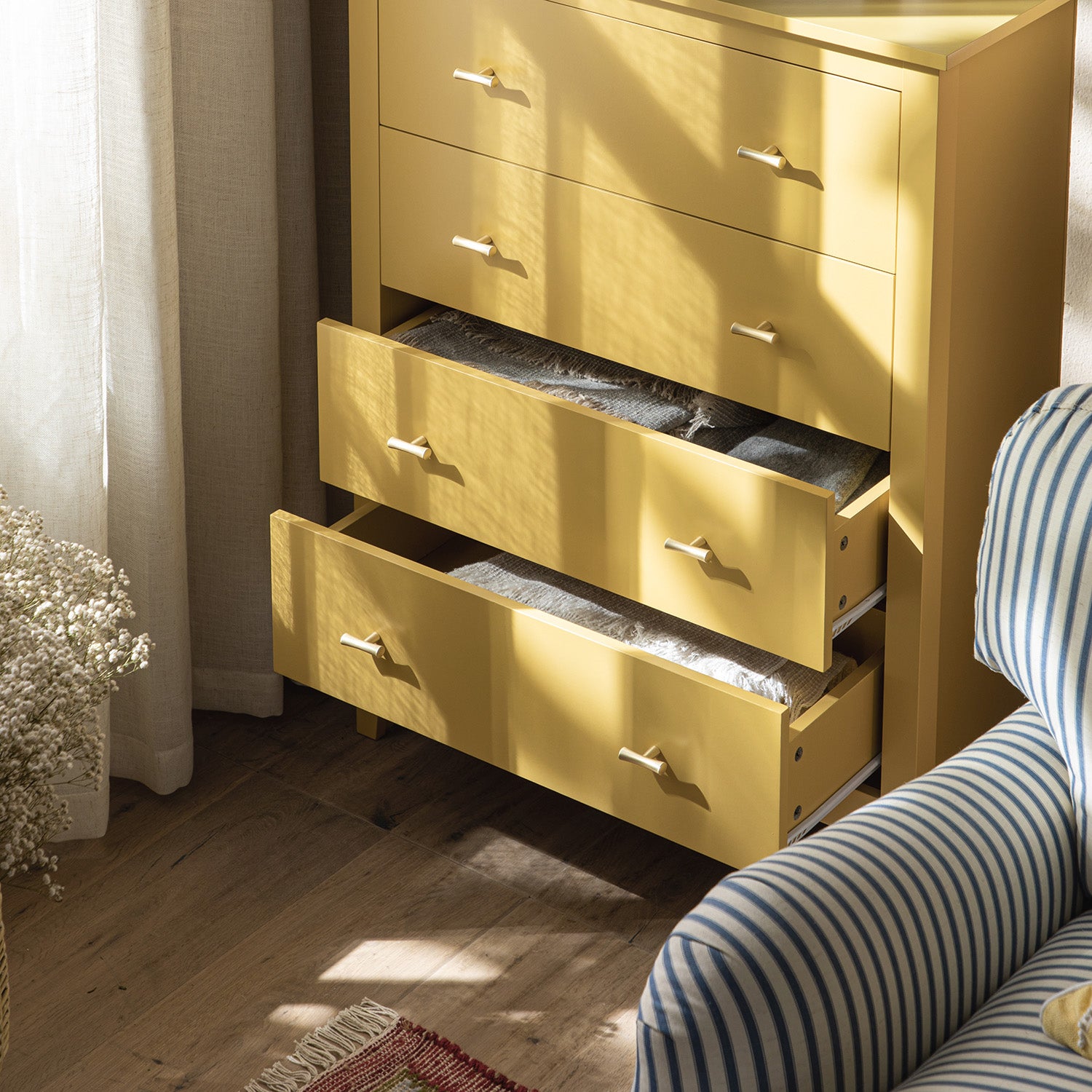 Oakham Chest of 4 Drawers, Rattan Yellow