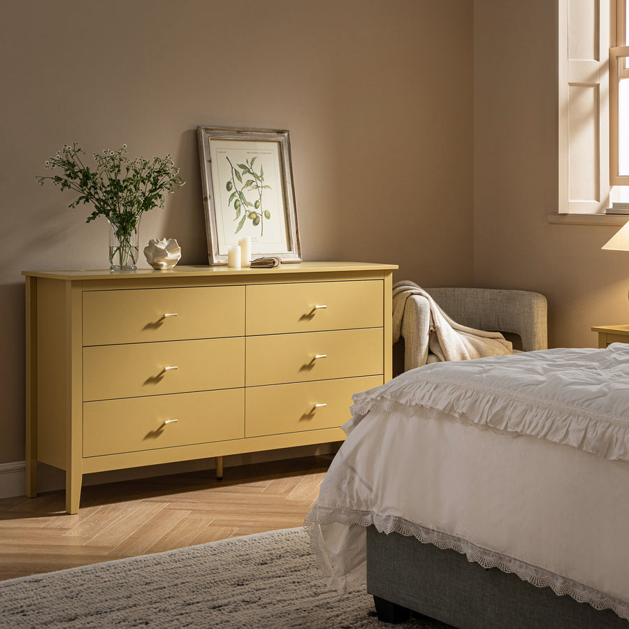 Oakham Chest of 6 Drawers, Rattan Yellow