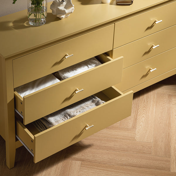 Oakham Chest of 6 Drawers, Rattan Yellow