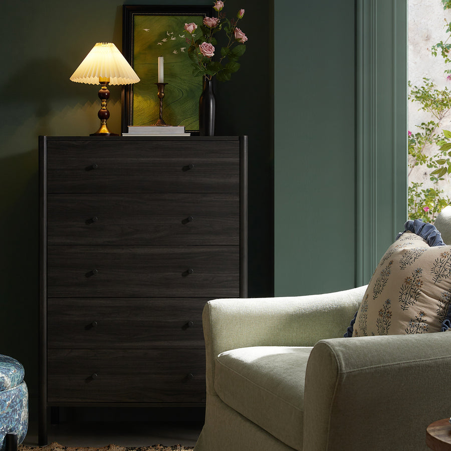 Linden 5-Drawer Chest, Ebony - daals