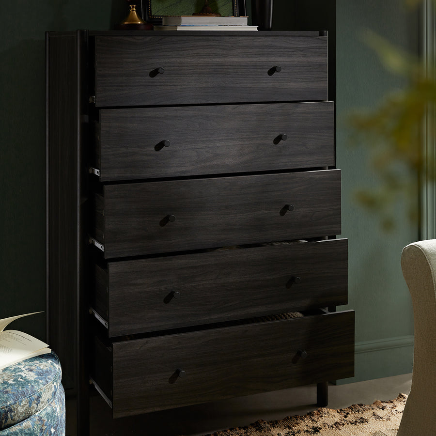 Linden 5-Drawer Chest, Ebony - daals