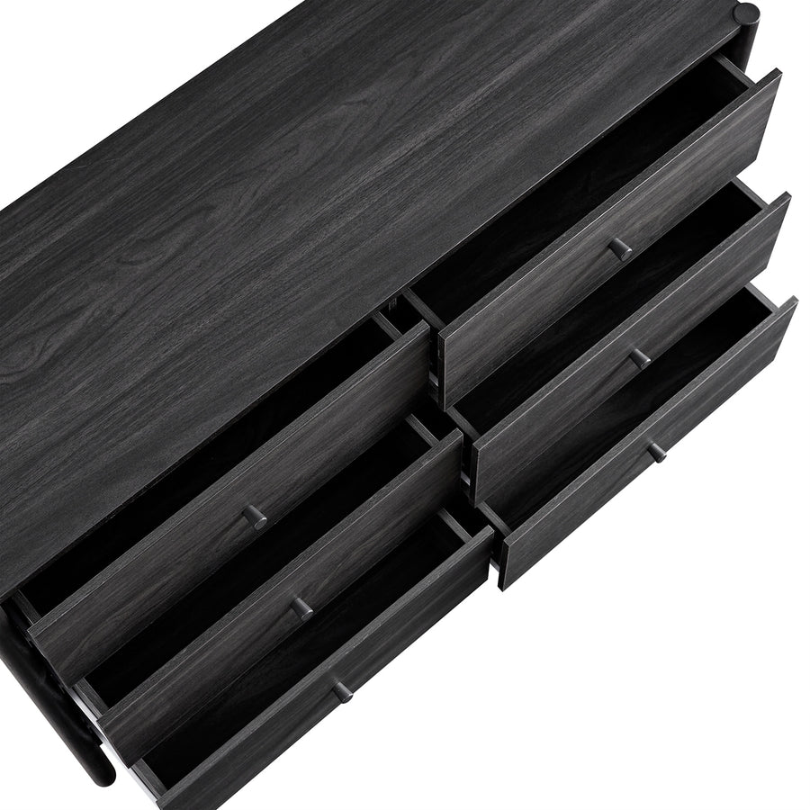 Linden 6 Drawer Chest, Ebony - daals