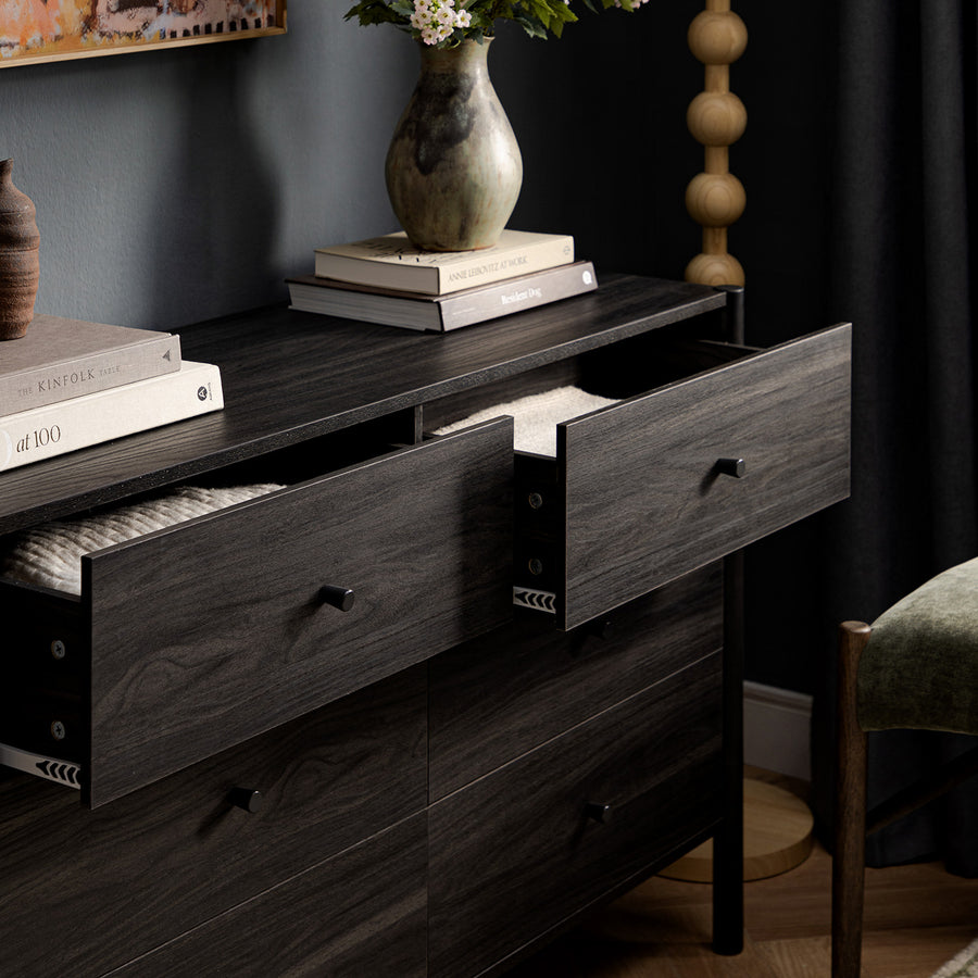 Linden 6 Drawer Chest, Ebony - daals