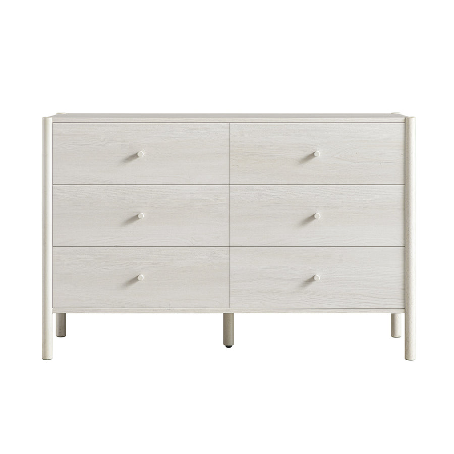 Linden 6 Drawer Chest, White Washed