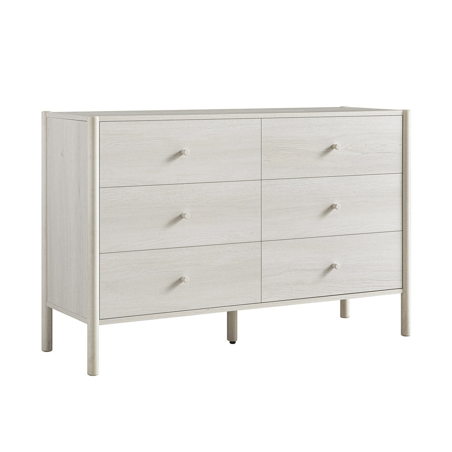 Linden 6 Drawer Chest, White Washed