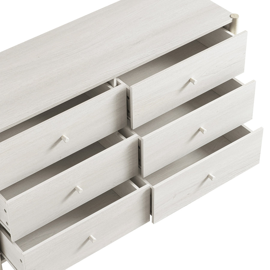 Linden 6 Drawer Chest, White Washed