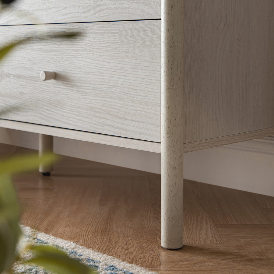 Linden 6 Drawer Chest, White Washed