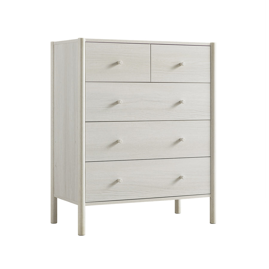 Linden 2-over-3 Chest of Drawers, White Washed