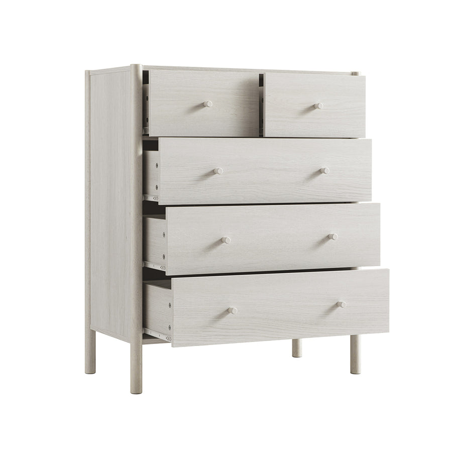 Linden 2-over-3 Chest of Drawers, White Washed