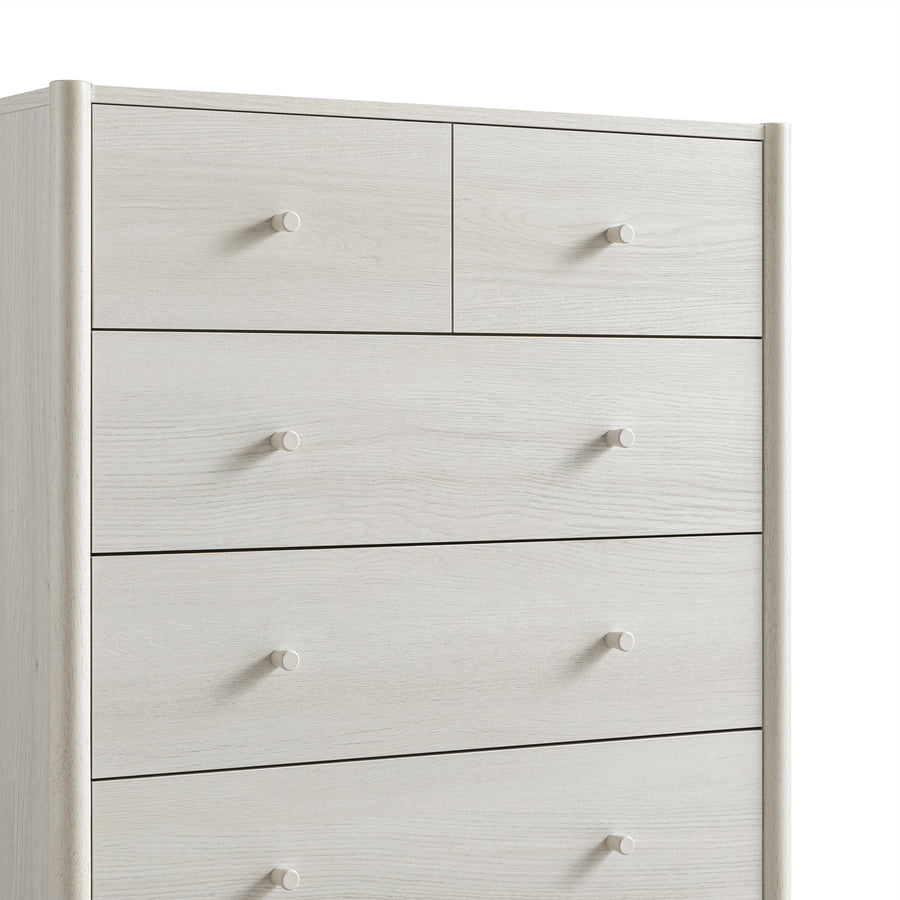 Linden 2-over-3 Chest of Drawers, White Washed
