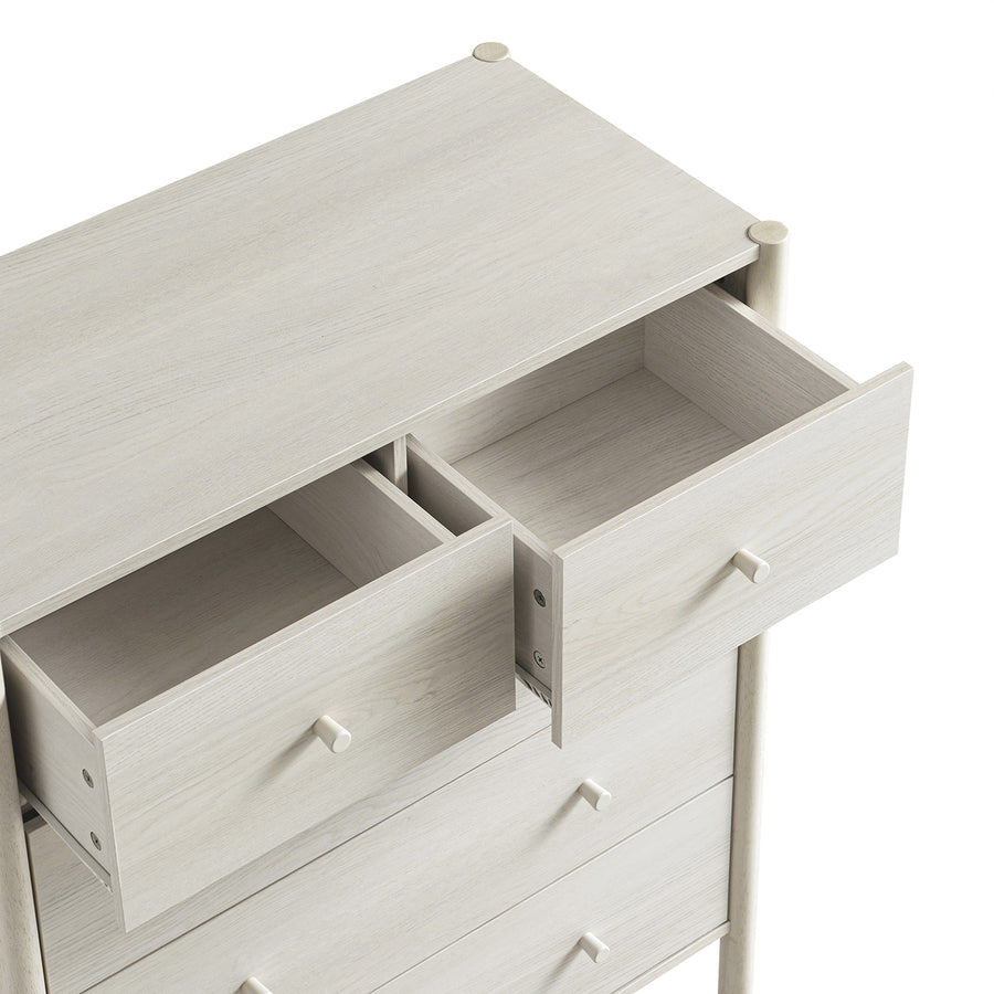 Linden 2-over-3 Chest of Drawers, White Washed