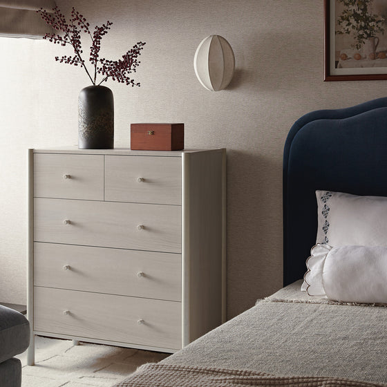 Linden 2-over-3 Chest of Drawers, White Washed