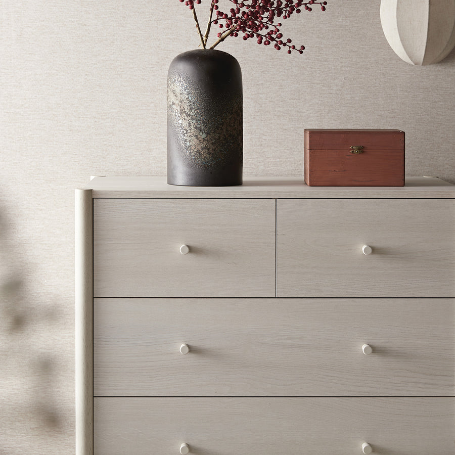 Linden 2-over-3 Chest of Drawers, White Washed