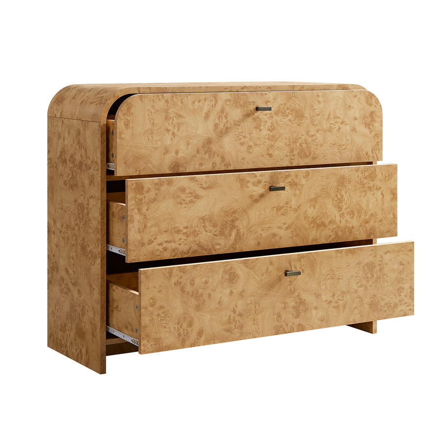 Marcel Chest of 3 Drawers, Natural Burlwood