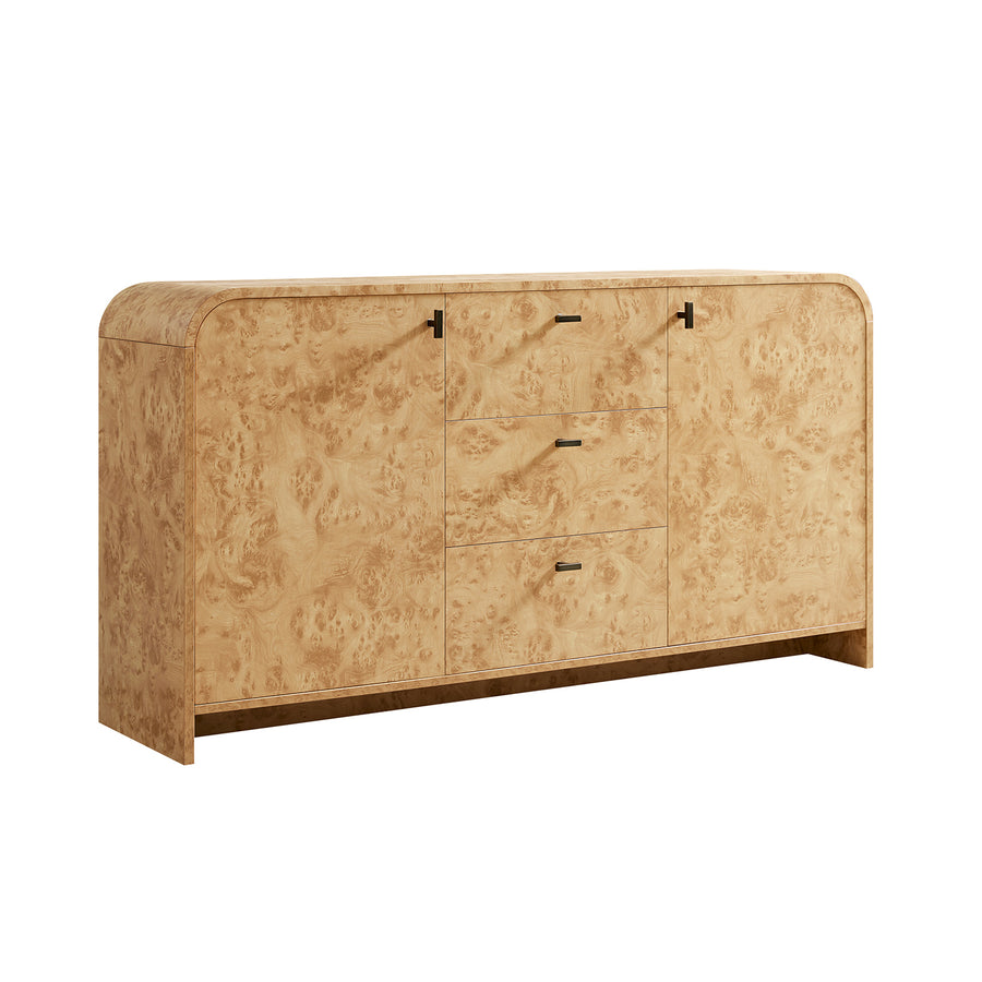 Marcel 3-Drawer Wide Sideboard, Natural Burlwood