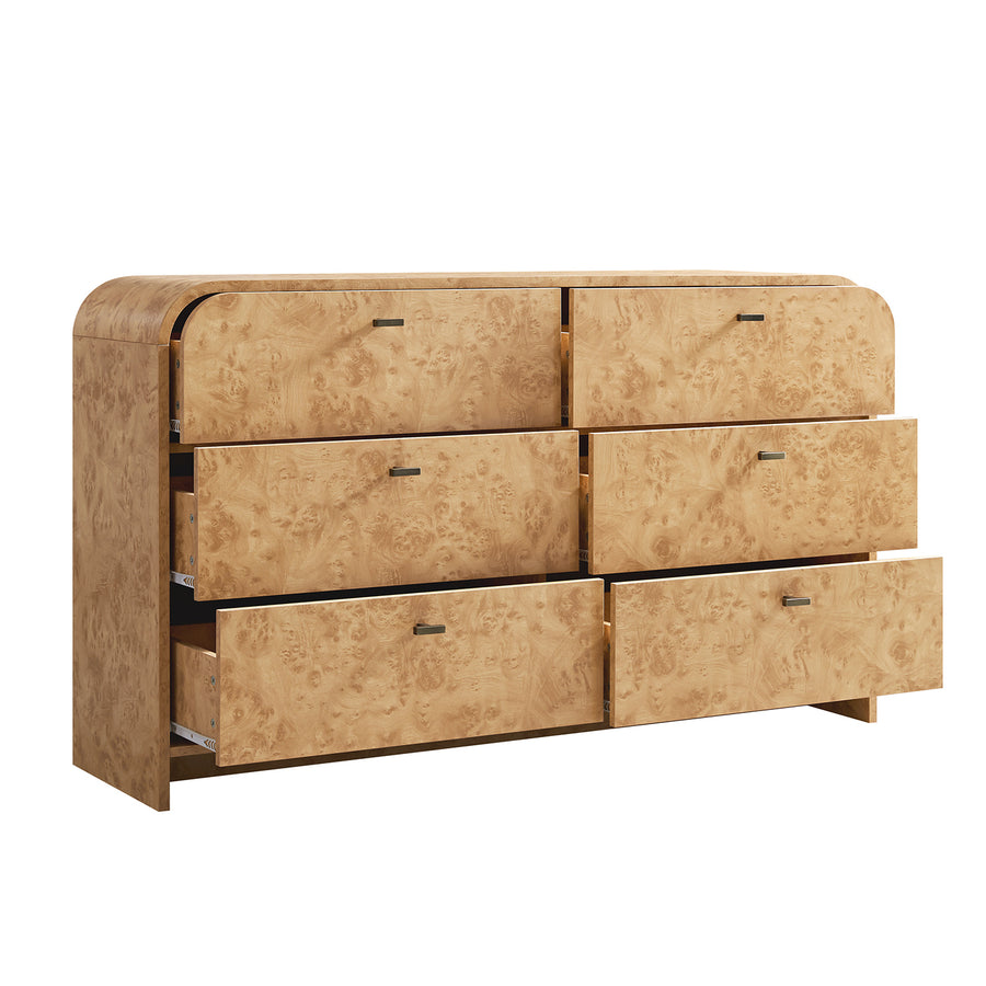 Marcel Chest of 6 Drawers, Natural Burlwood