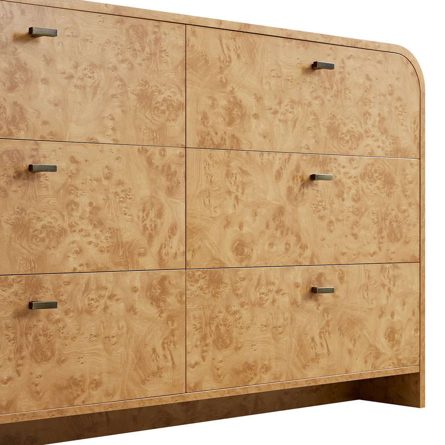 Marcel Chest of 6 Drawers, Natural Burlwood