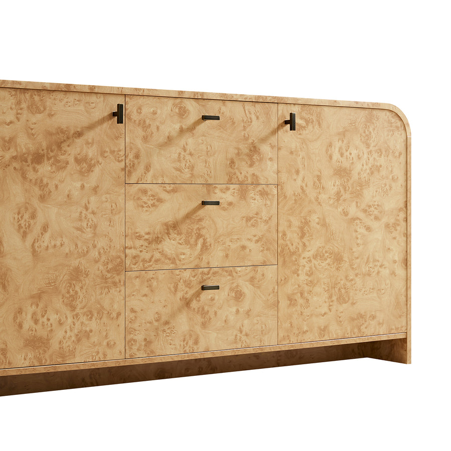 Marcel 3-Drawer Wide Sideboard, Natural Burlwood