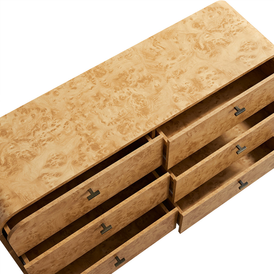 Marcel Chest of 6 Drawers, Natural Burlwood