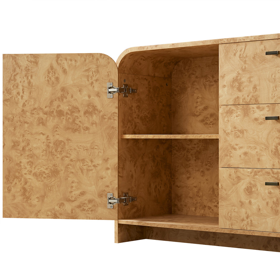 Marcel 3-Drawer Wide Sideboard, Natural Burlwood