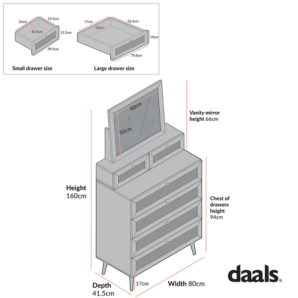 Frances Woven Rattan Tall Vanity Chest with Mirror, White