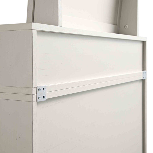 Frances Woven Rattan Tall Vanity Chest with Mirror, White