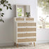 Frances Woven Rattan Tall Vanity Chest with Mirror, White - daals