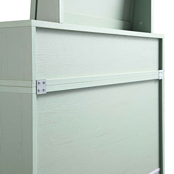 Frances Woven Rattan Tall Vanity Chest with Mirror, Mint