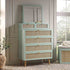 Frances Woven Rattan Tall Vanity Chest with Mirror, Mint - daals