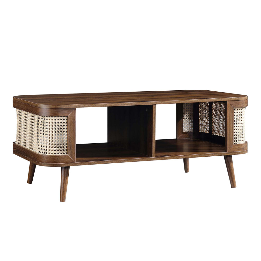 Izzy Curved Rattan Coffee Table, Walnut | daals