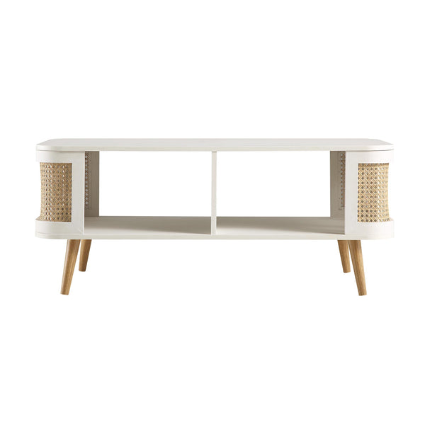 Izzy Curved Rattan Coffee Table, White