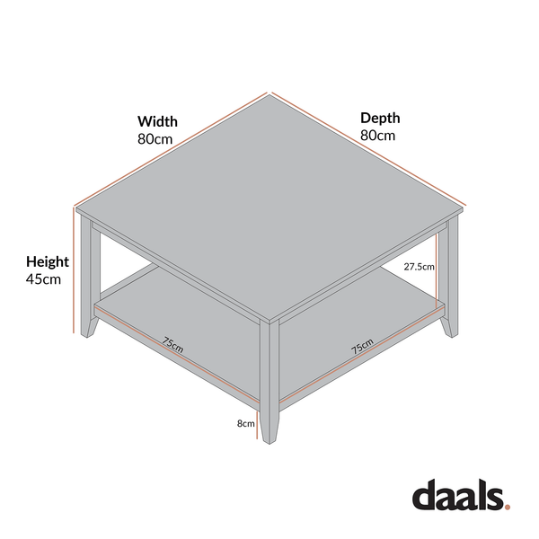 Oakham 80cm Square Coffee Table, Shaded White