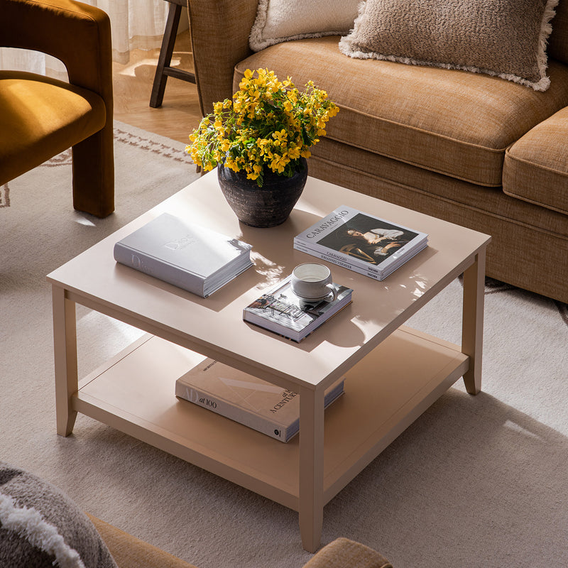 Oakham 80cm Square Coffee Table, Nude Pink