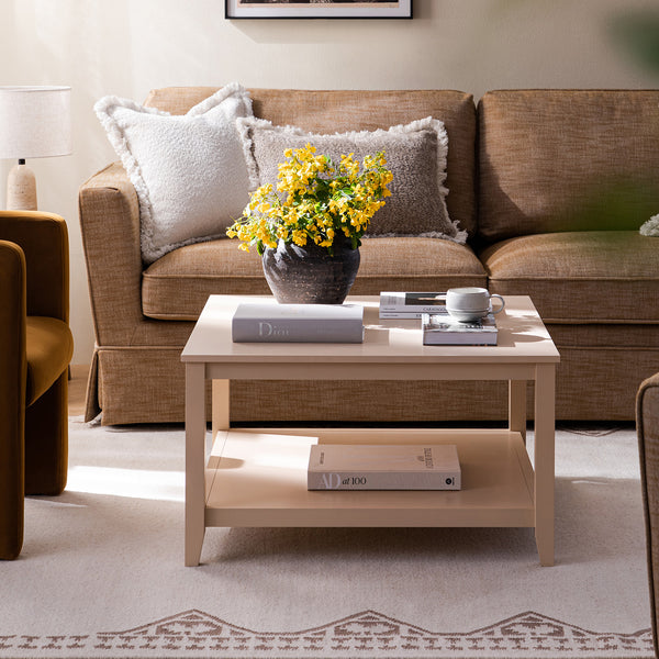 Oakham 80cm Square Coffee Table, Nude Pink