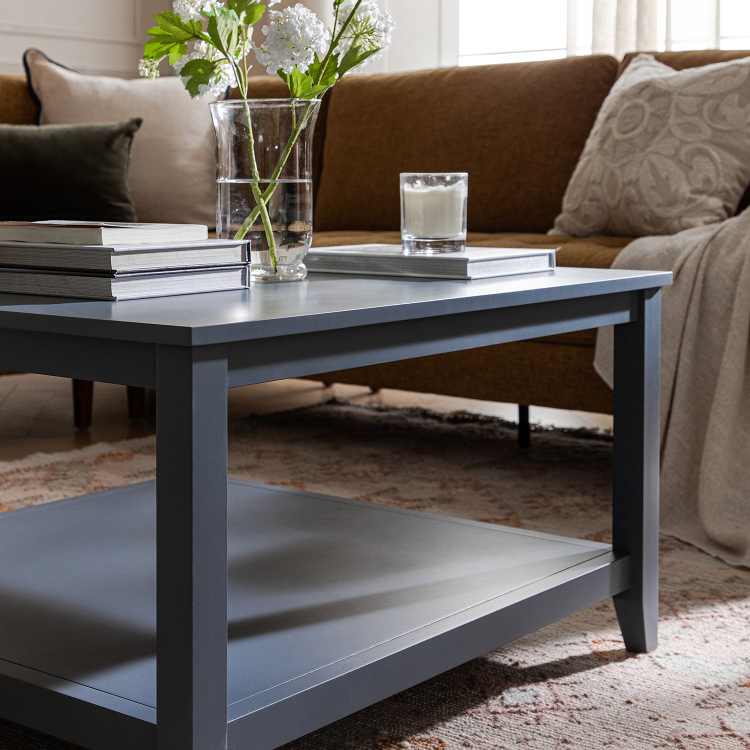 Oakham 80cm Square Coffee Table, Stormy Blue