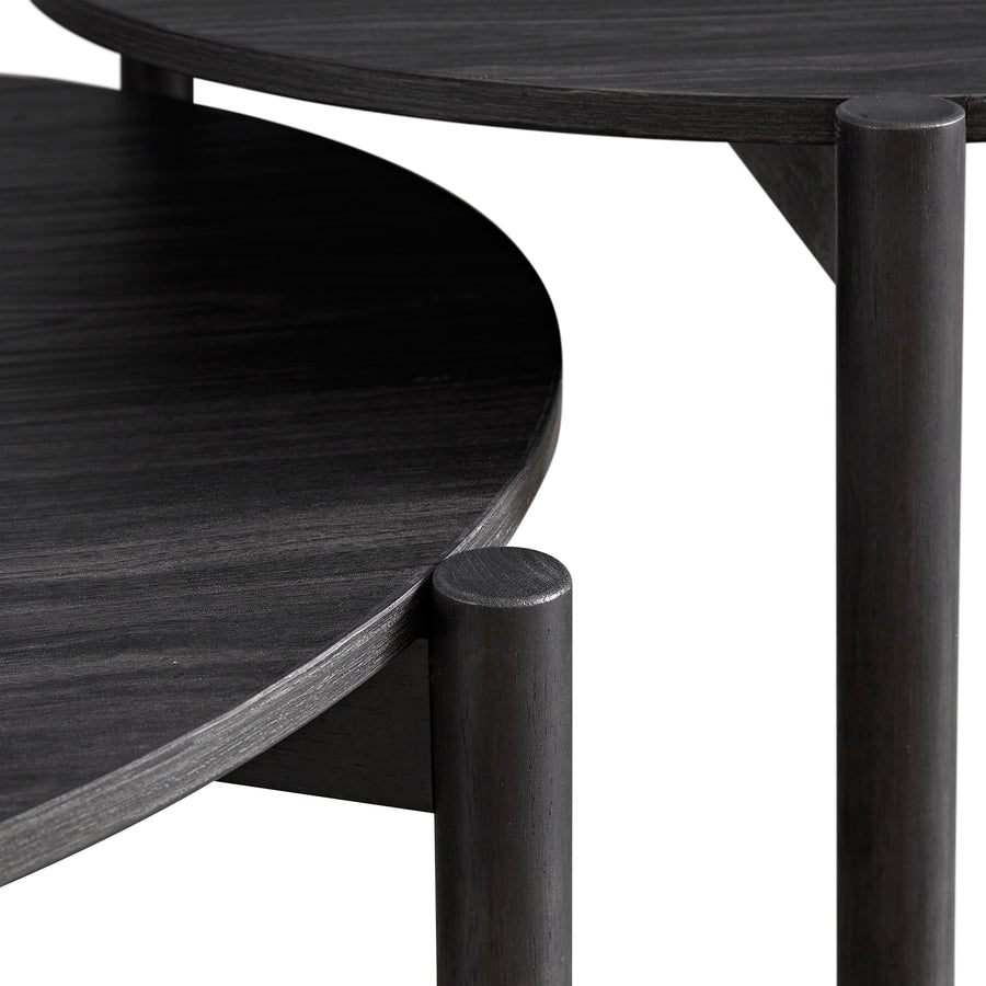 Linden Round Nesting Coffee Tables, Ebony - daals
