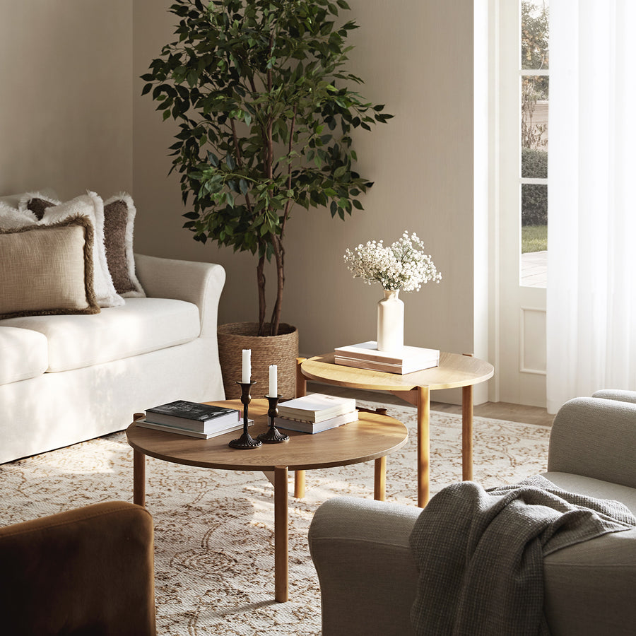 Linden Round Nesting Coffee Tables, Natural