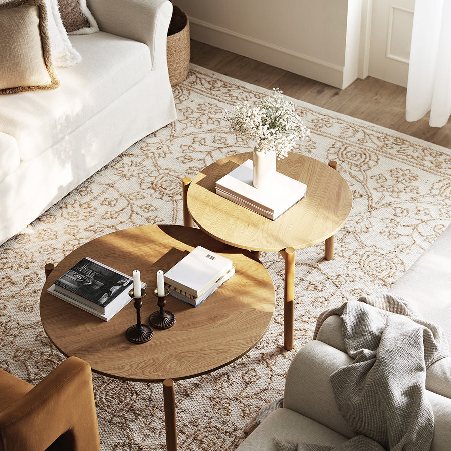 Linden Round Nesting Coffee Tables, Natural