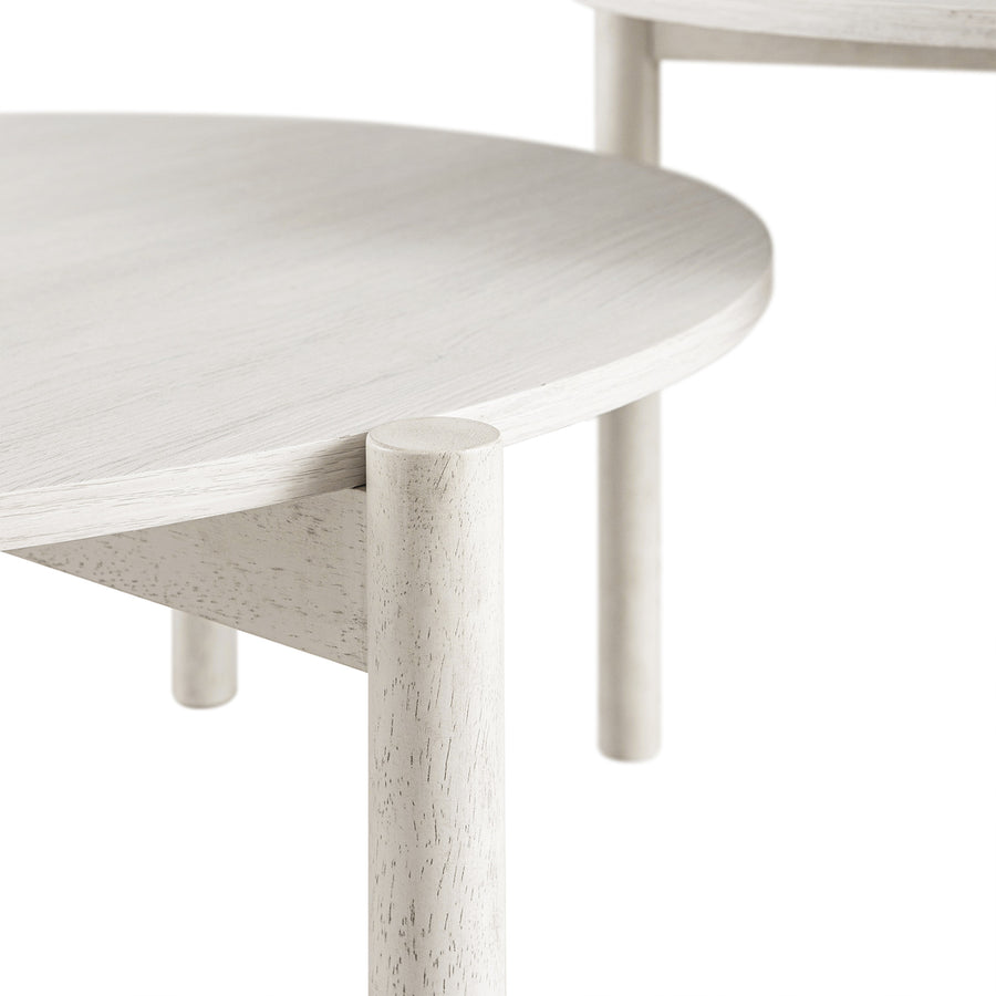 Linden Round Nesting Coffee Tables, White Washed